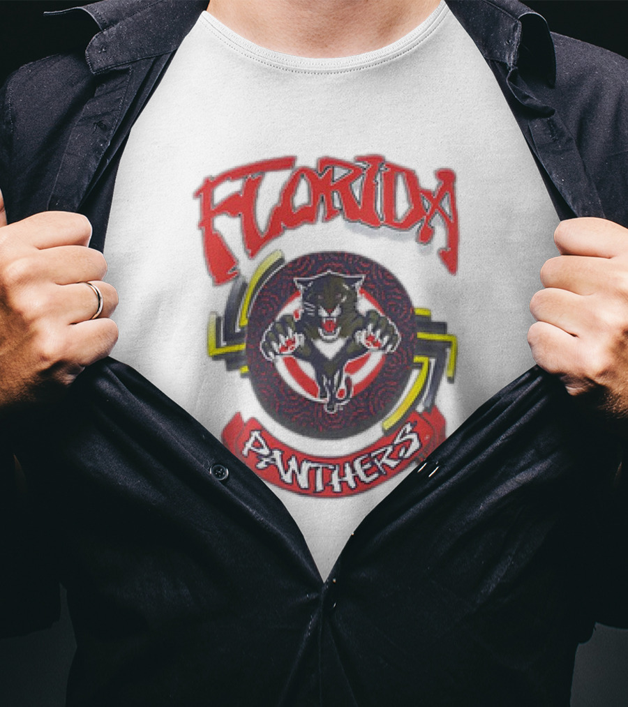 Florida Panthers Bold Design Logo With Fierce Panther T-Shirt
