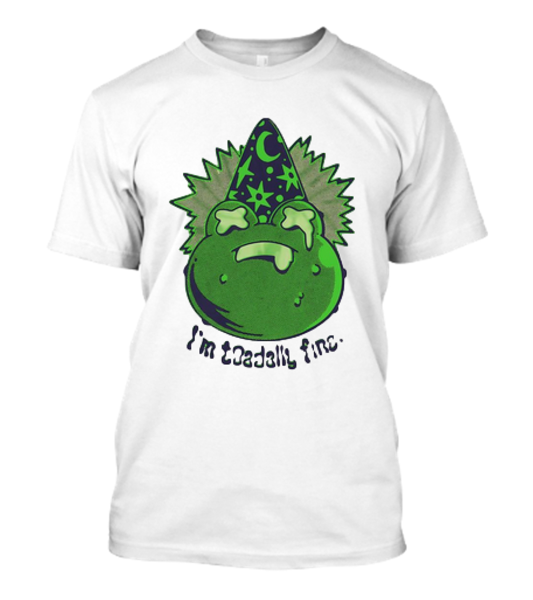 I'm Toadally Fine Vintage Green Toad Witch Hat Stars And Moon T-Shirt