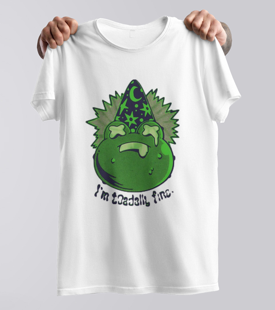 I'm Toadally Fine Vintage Green Toad Witch Hat Stars And Moon T-Shirt