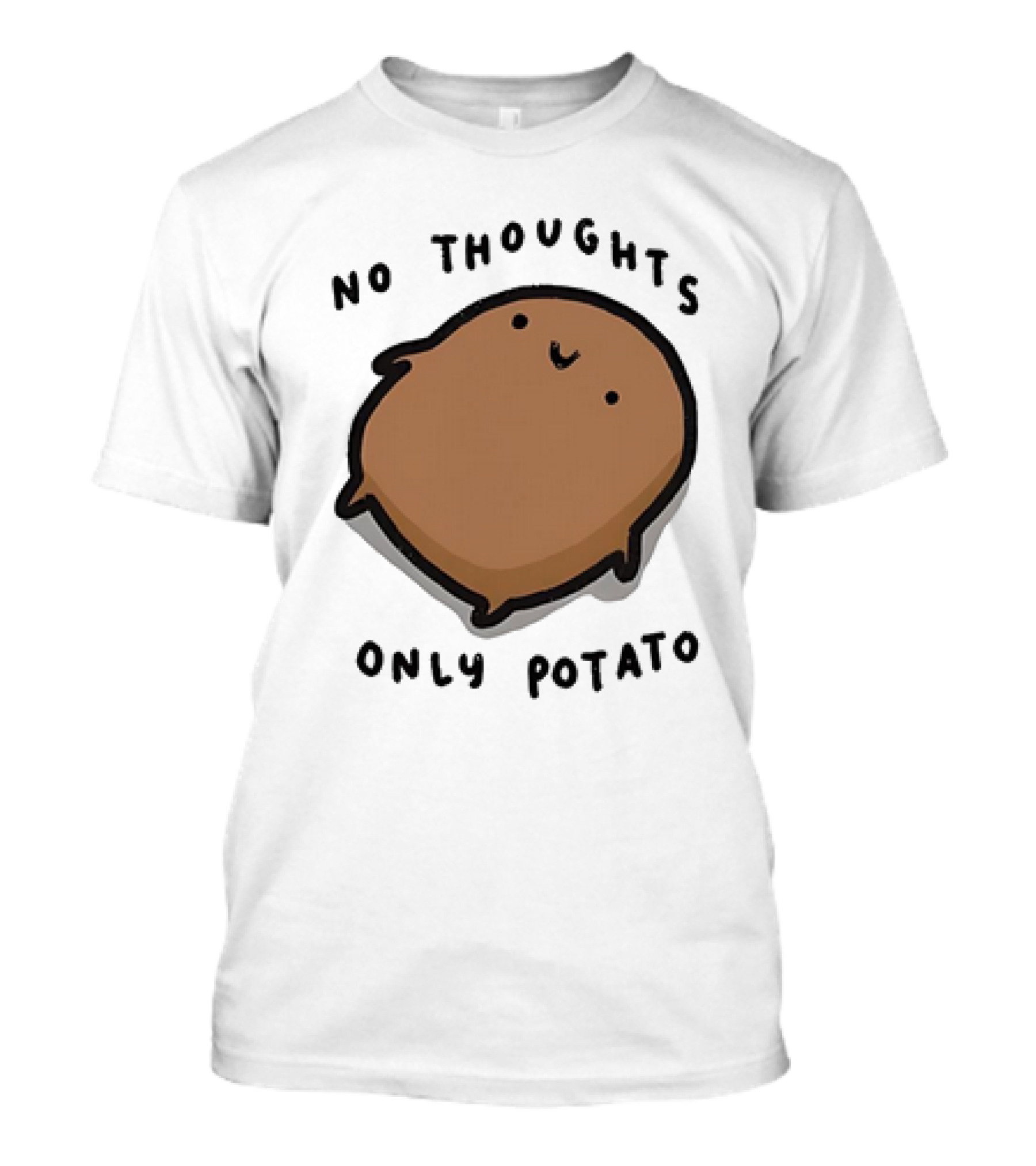 No Thoughts Only Potato Cute Cartoon Potato Character T-Shirt