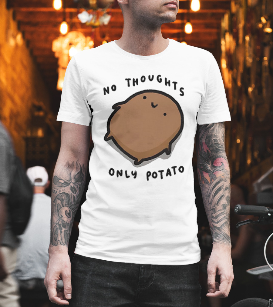 No Thoughts Only Potato Cute Cartoon Potato Character T-Shirt