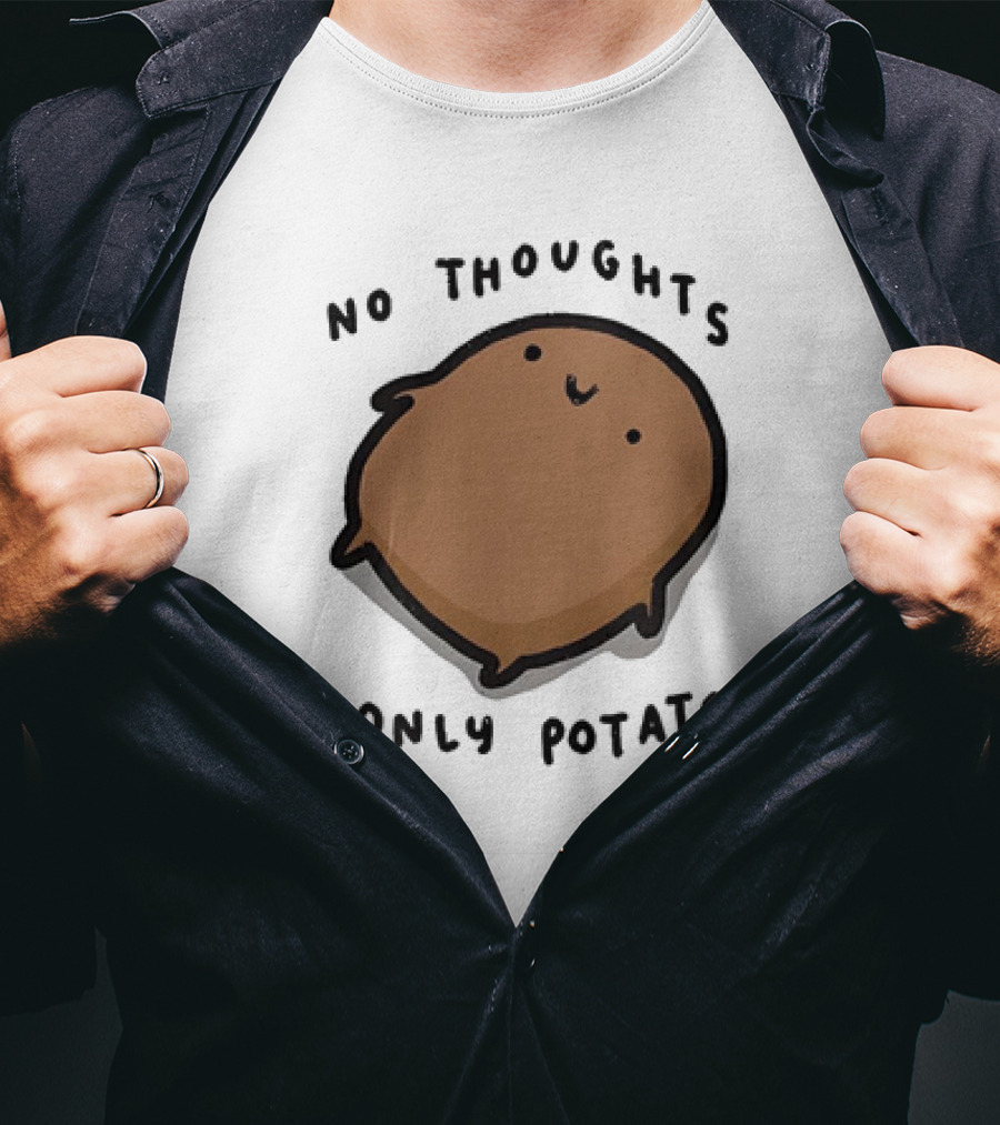 No Thoughts Only Potato Cute Cartoon Potato Character T-Shirt