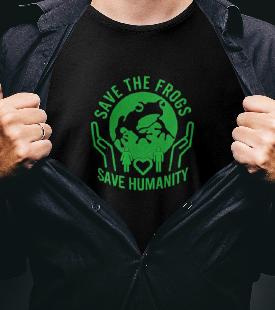 Save The Frogs Save Humanity Eco-Friendly Conservation Message T-Shirt