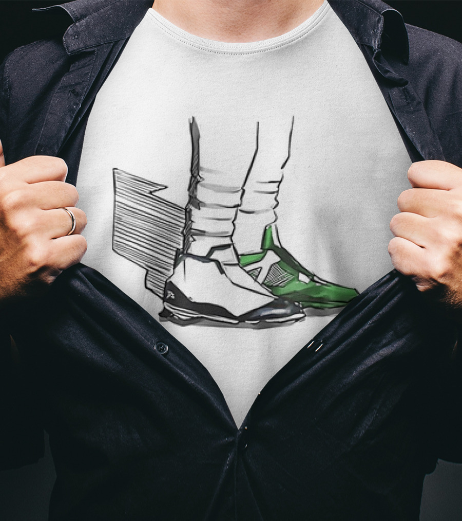 Jalen Two-Shoes Hurts Dual-Colored Sports Footwear Combo T-Shirt