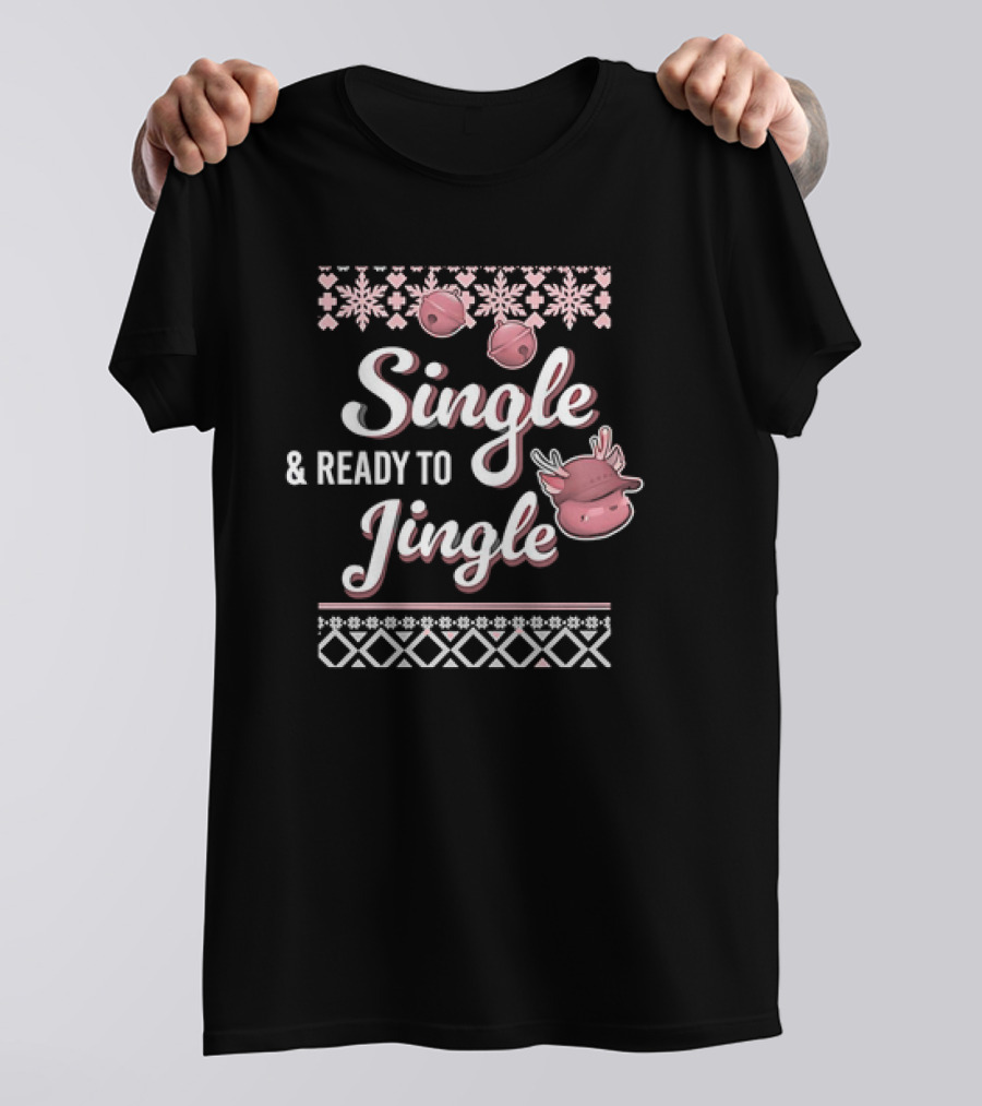 Metokur Store Single And Ready To Jingle Snowflakes Bells Reindeer T-Shirt