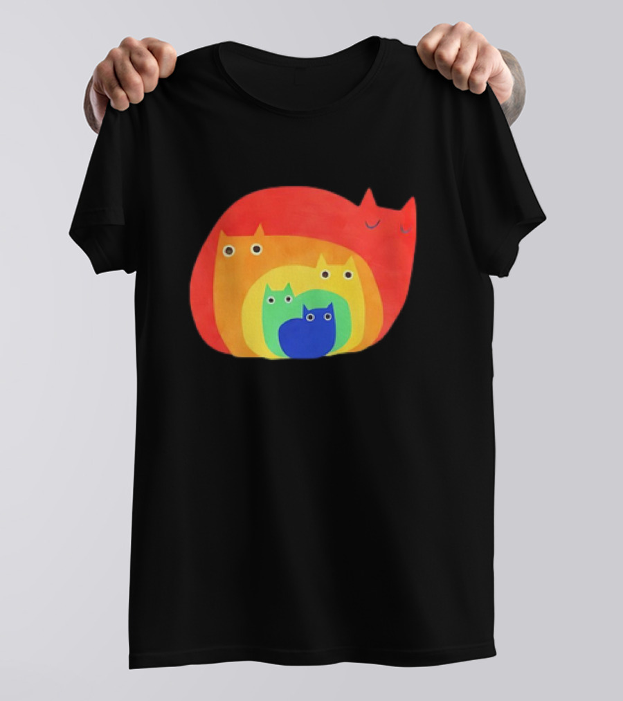 Rainbow Cats Pattern Layers T-Shirt