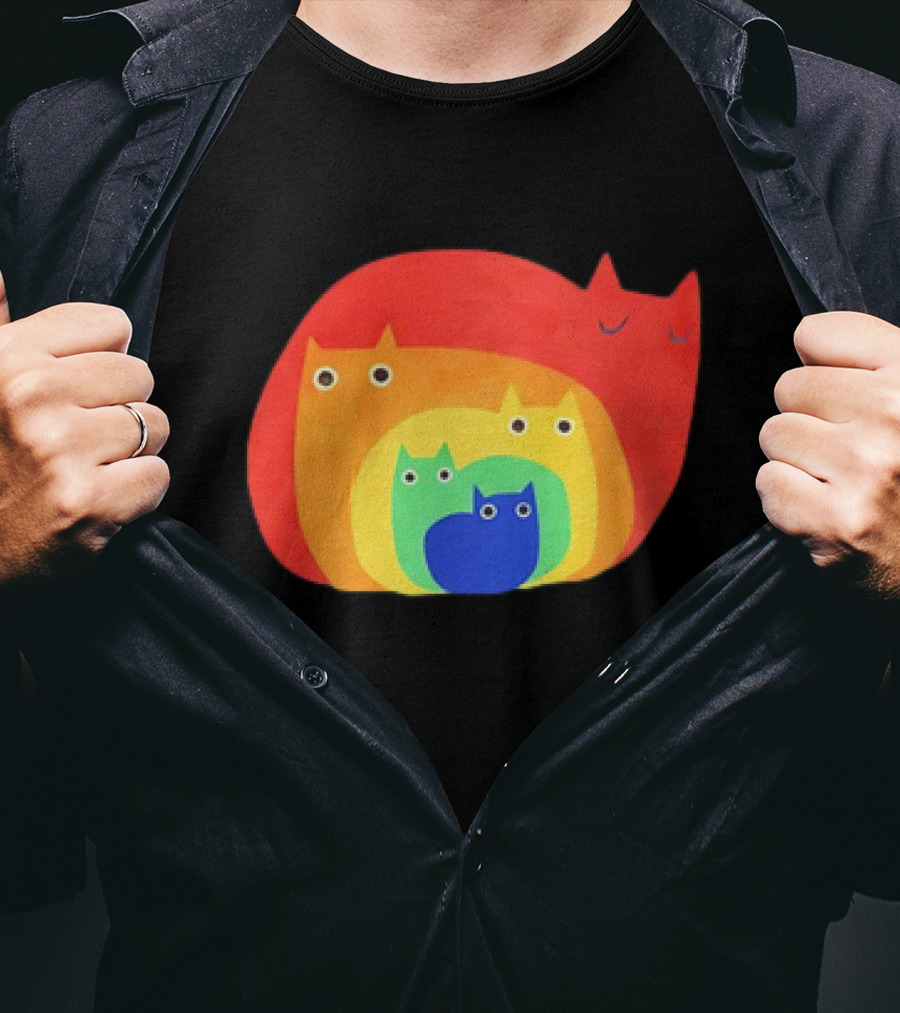 Rainbow Cats Pattern Layers T-Shirt