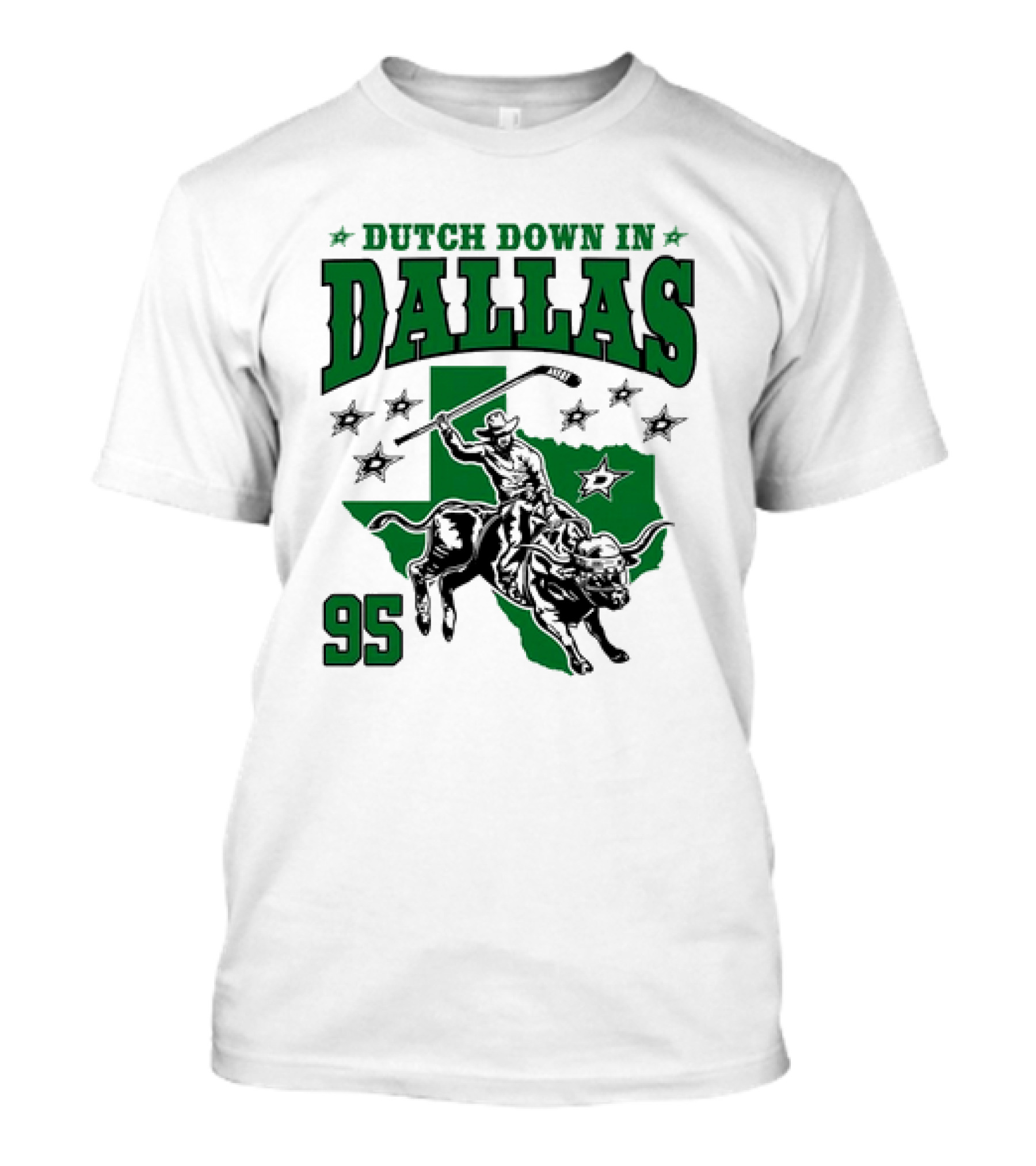 Dutch Down In Dallas Stars 95 Hockey Cowboy Bull Riding Texas T-Shirt