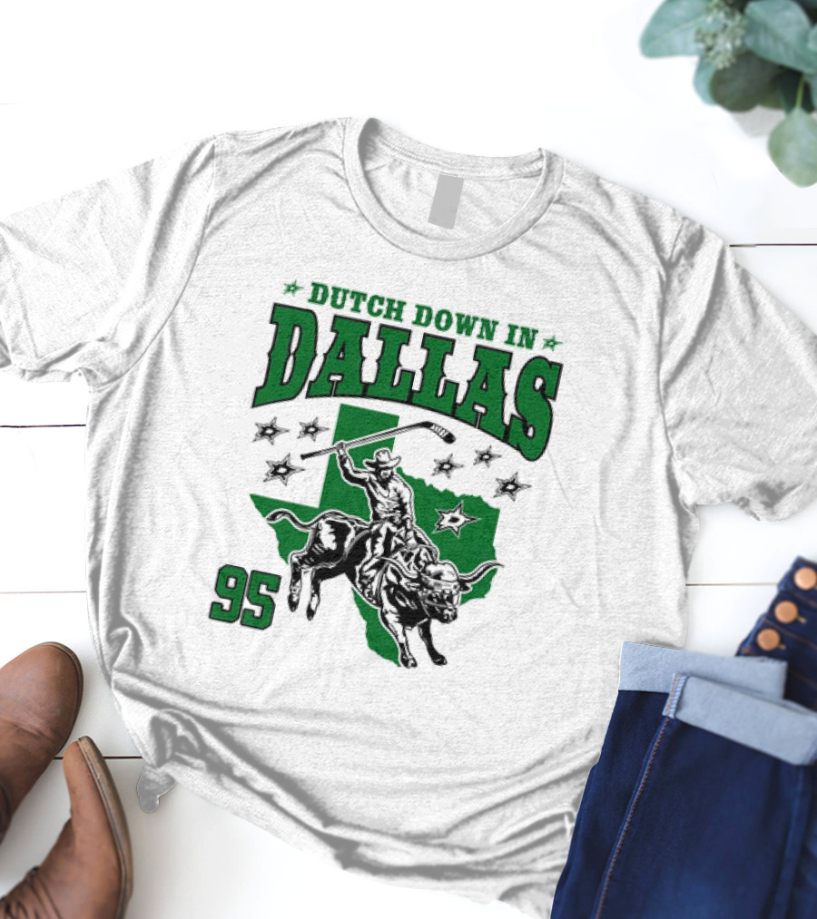Dutch Down In Dallas Stars 95 Hockey Cowboy Bull Riding Texas T-Shirt