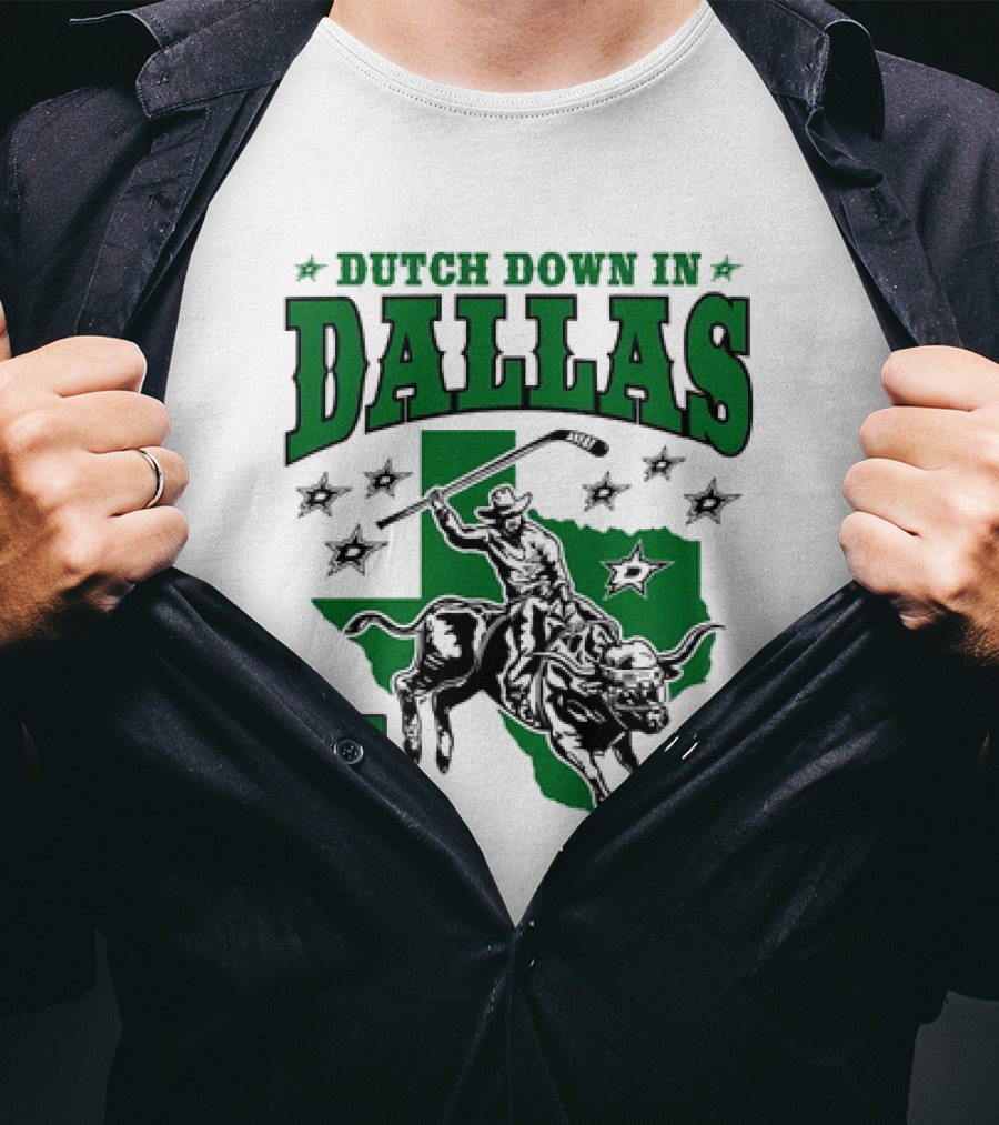 Dutch Down In Dallas Stars 95 Hockey Cowboy Bull Riding Texas T-Shirt