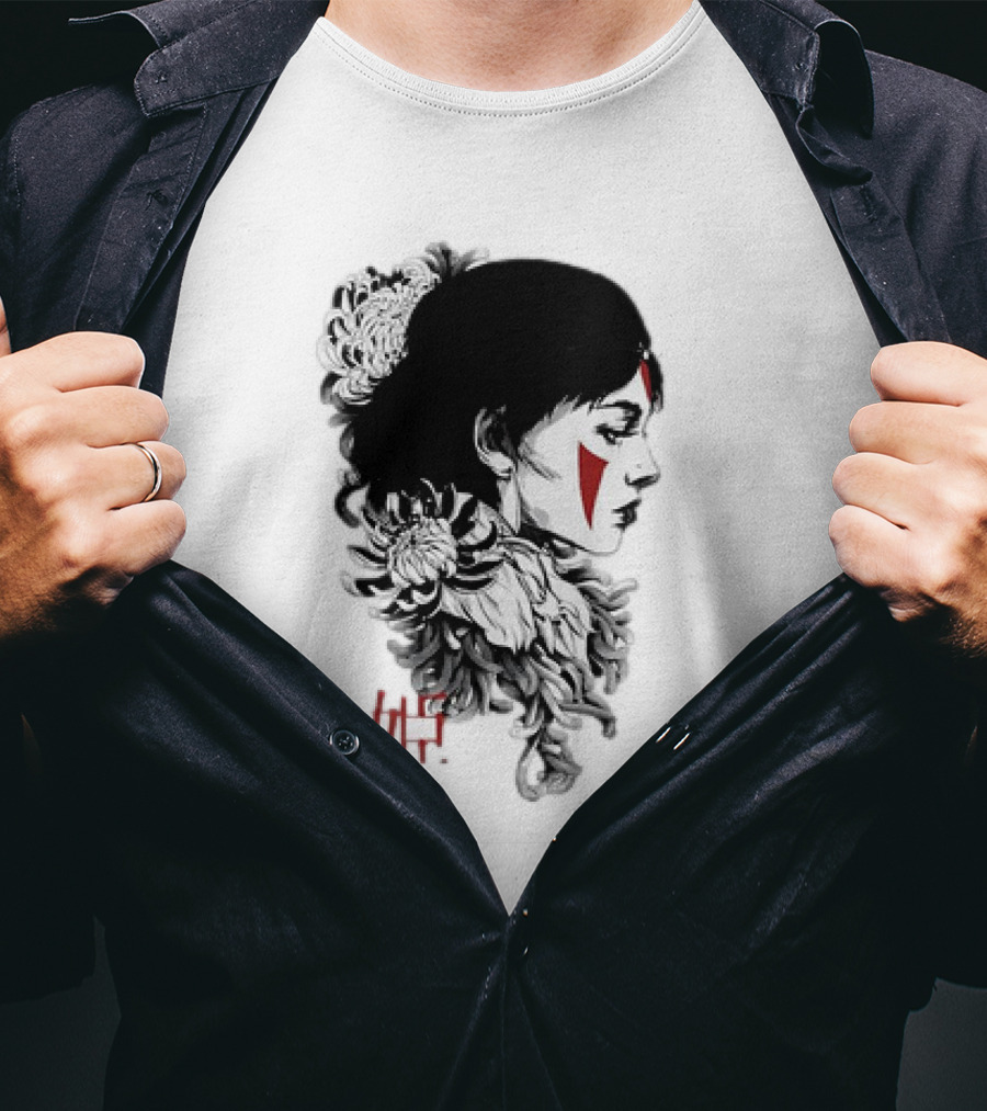 Princess Mononoke San Chrysanthemum Japanese Kanji T-Shirt