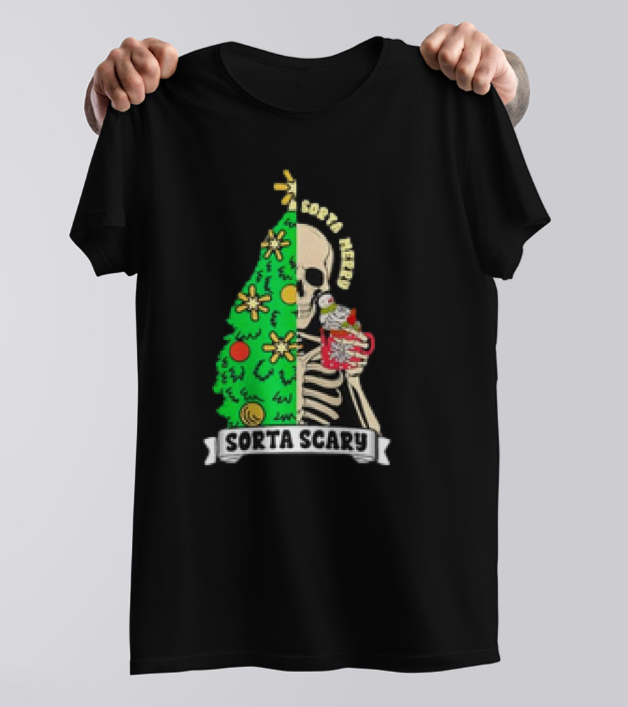 Sorta Merry Sorta Scary Christmas Skeleton Xmas Tree T-Shirt