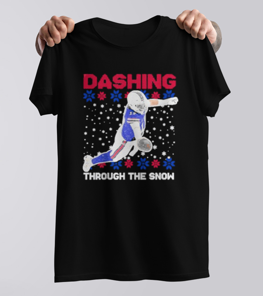 Josh Allen Buffalo Bills Dashing Through The Snow Holiday Football T-Shirt
