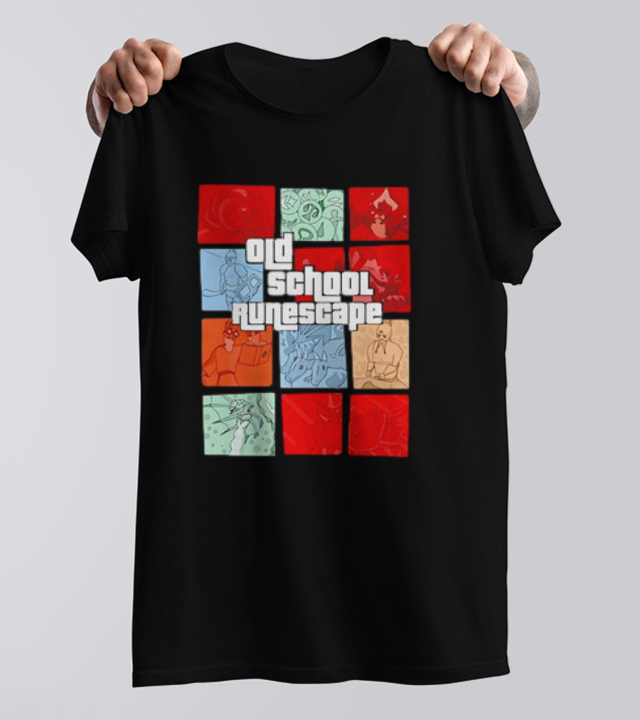 Old School RuneScape Pixel Art Character Collage T-Shirt