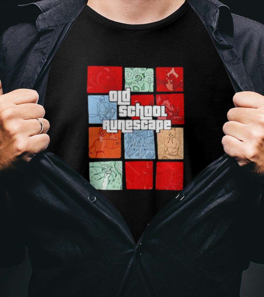 Old School RuneScape Pixel Art Character Collage T-Shirt