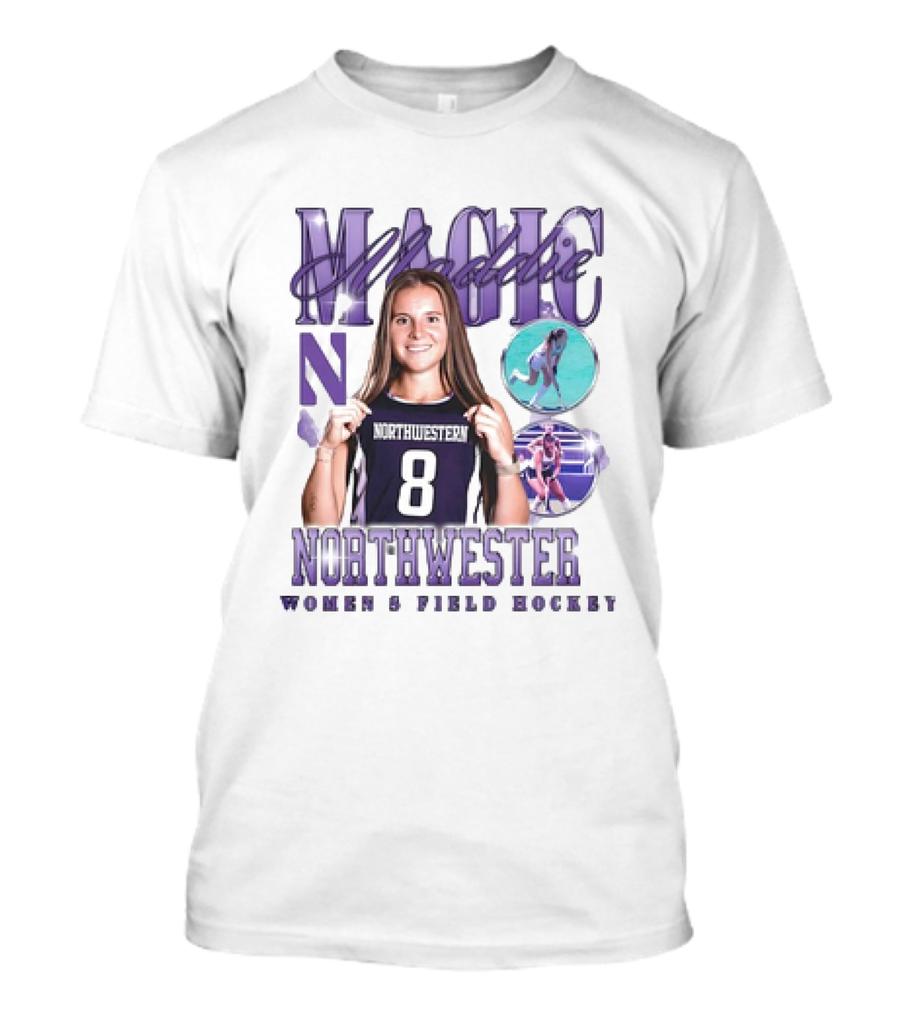 Maddie Magic Northwestern Women’s Field Hockey 8 90s T-Shirt