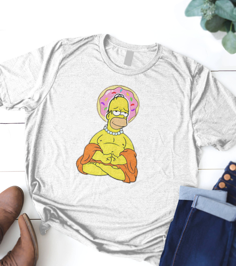 Simpsons Homer Buddha Donut Halo Meditation T-Shirt