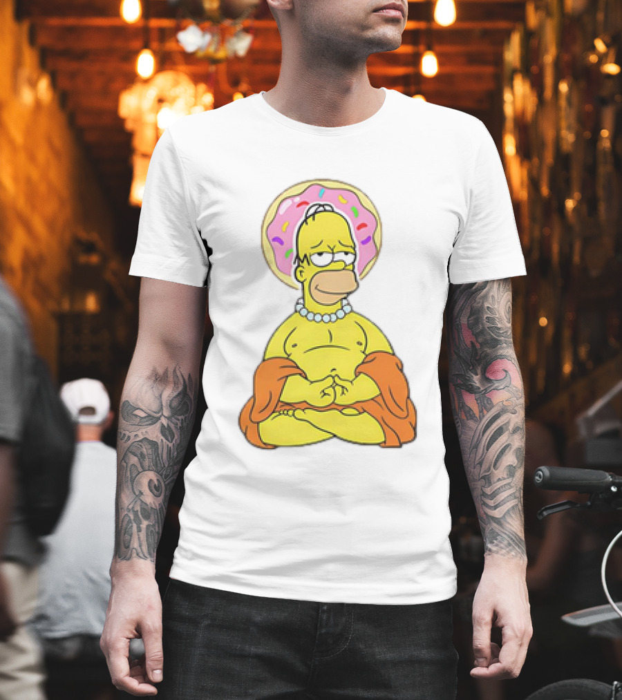 Simpsons Homer Buddha Donut Halo Meditation T-Shirt