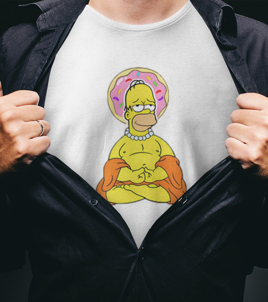Simpsons Homer Buddha Donut Halo Meditation T-Shirt