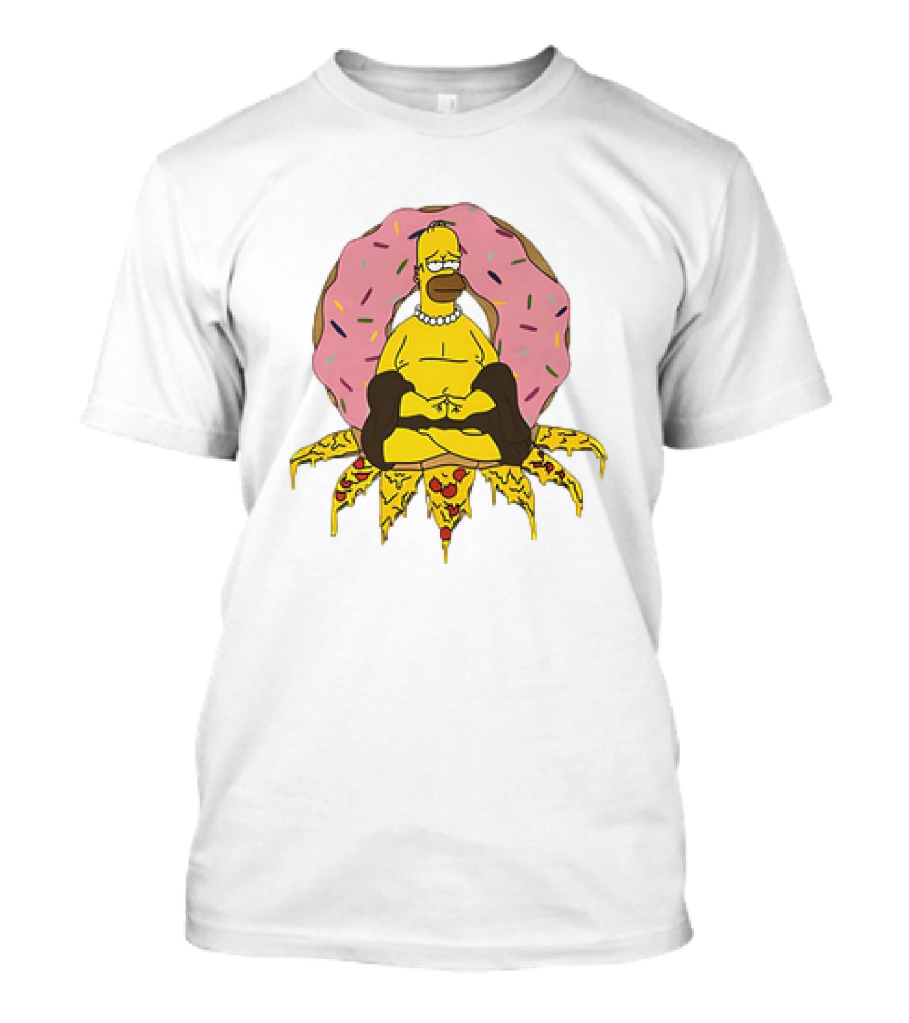 Homer Simpson Buddha Namaste With Donut And Pizza Lotus From The Simpsons T-Shirt