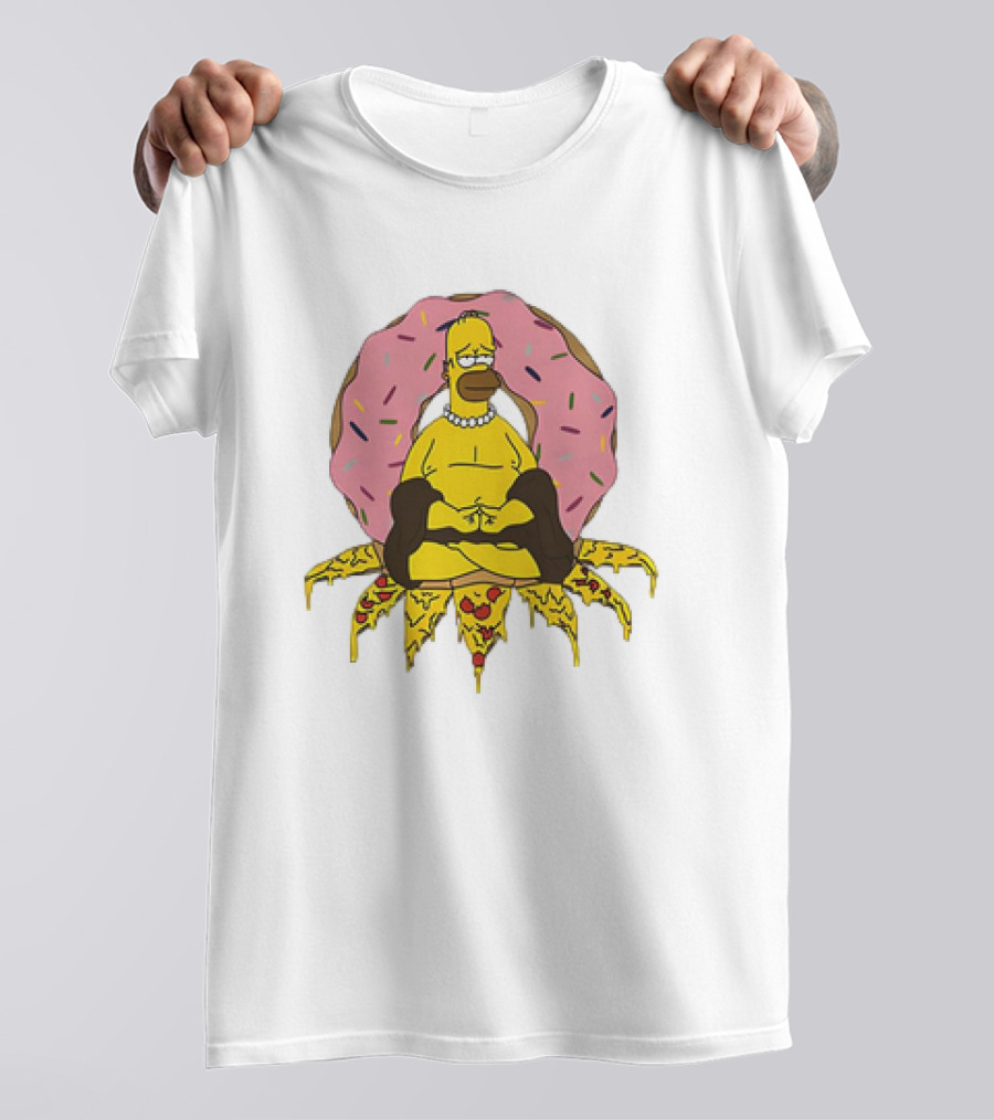 Homer Simpson Buddha Namaste With Donut And Pizza Lotus From The Simpsons T-Shirt