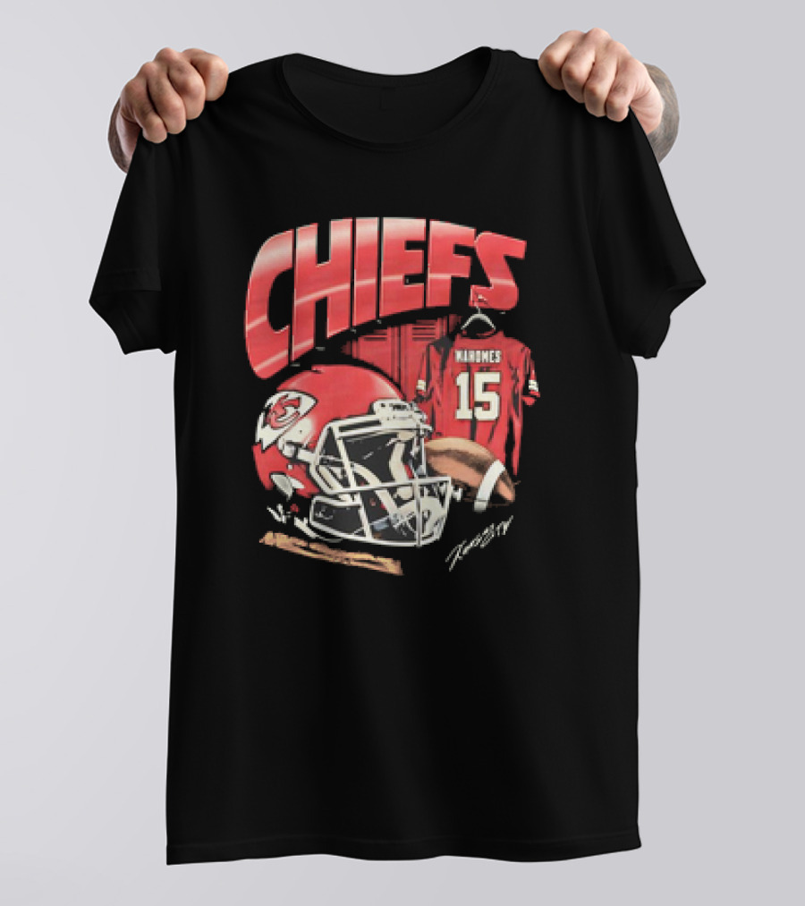Kansas City Chiefs Patrick Mahomes 15 NFL Helmet Jersey Chiefs T-Shirt
