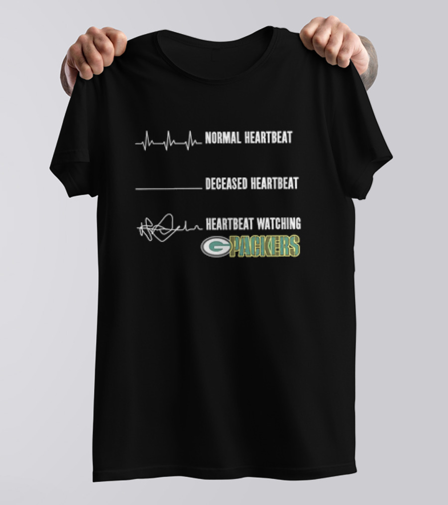 Normal Heartbeat Deceased Heartbeat Heartbeat Watching Green Bay Packers T-Shirt