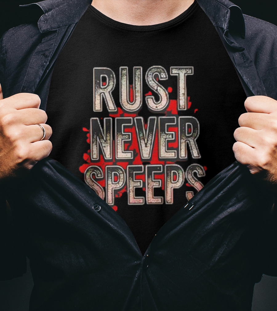 Rust Never Speeps Vintage Grunge Red Splatter T-Shirt