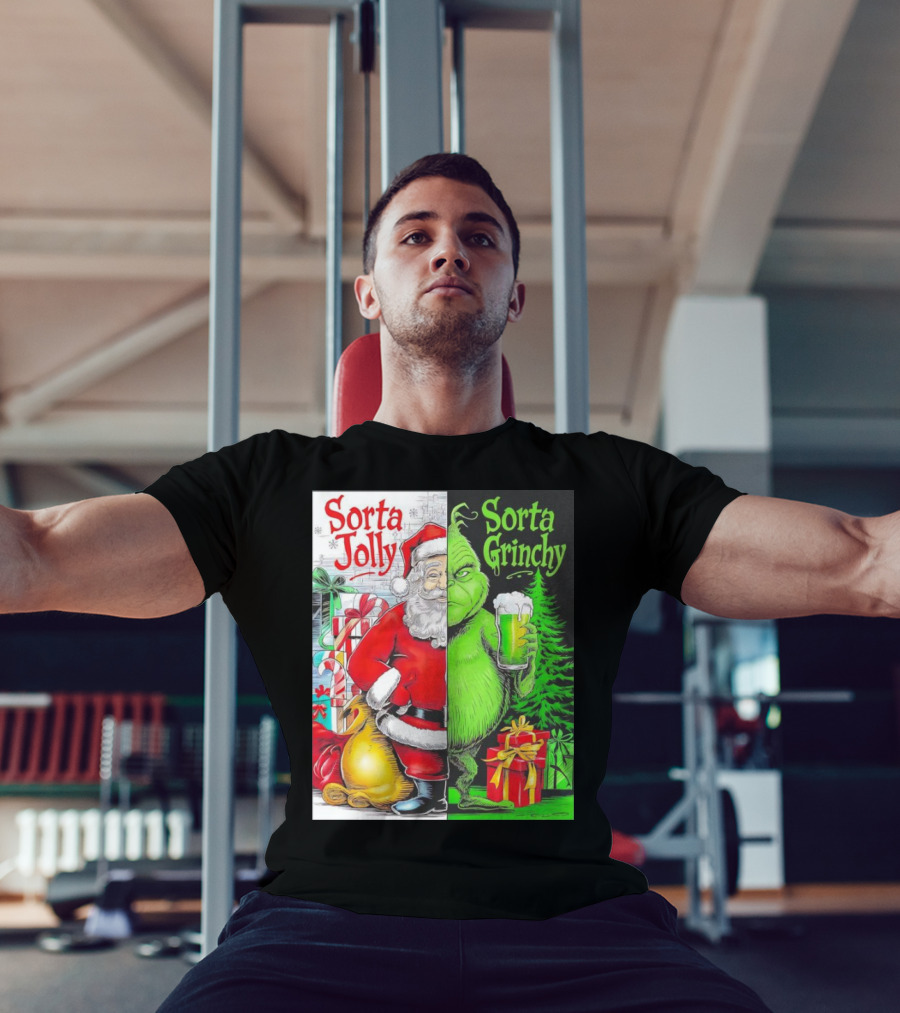 Sorta Jolly Sorta Grinchy Santa Claus Grinch Christmas Gifts T-Shirt