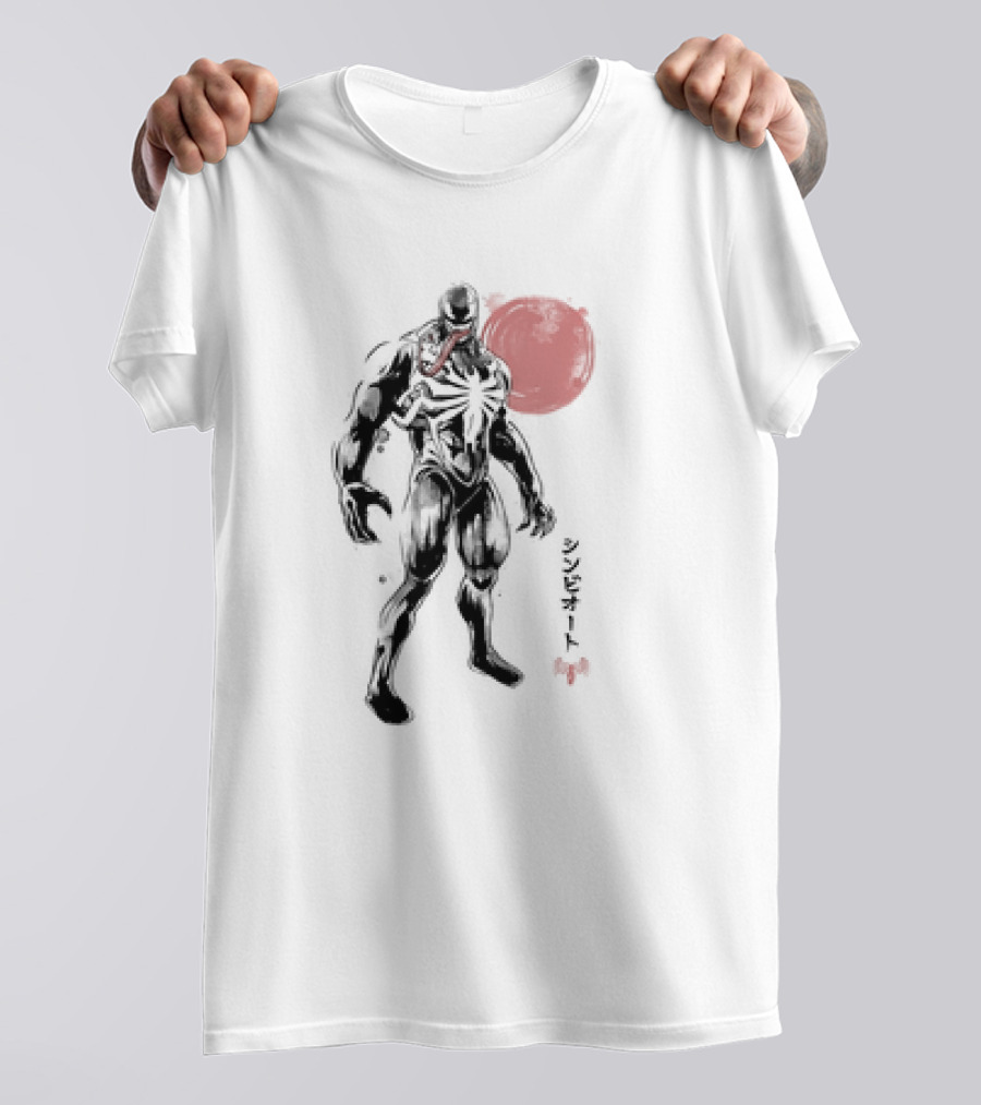 Venom Dark Symbiote Sumi-e Japanese Kanji Style Supervillain T-Shirt