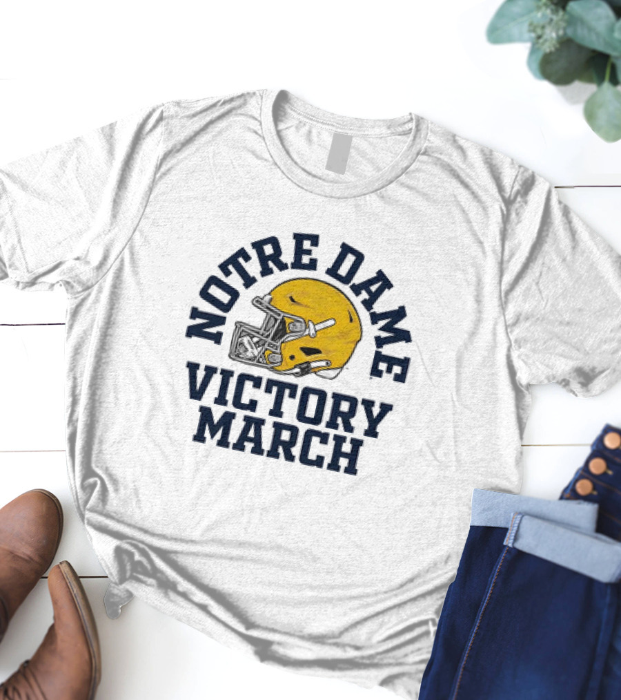 Notre Dame Victory March 2025 Fighting Irish Helmet T-Shirt