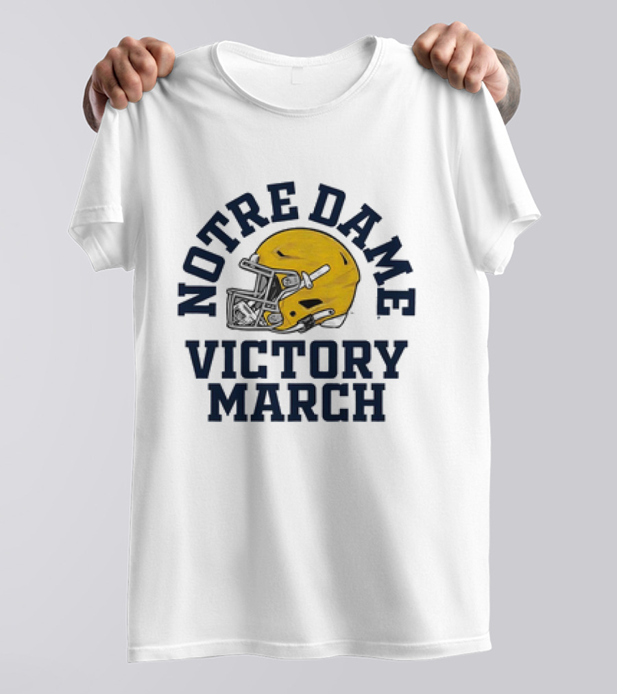 Notre Dame Victory March 2025 Fighting Irish Helmet T-Shirt