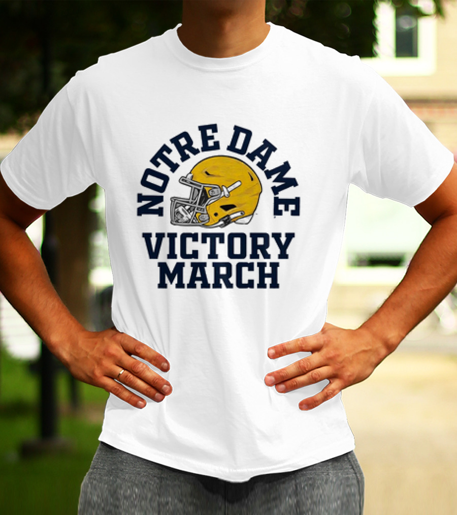 Notre Dame Victory March 2025 Fighting Irish Helmet T-Shirt