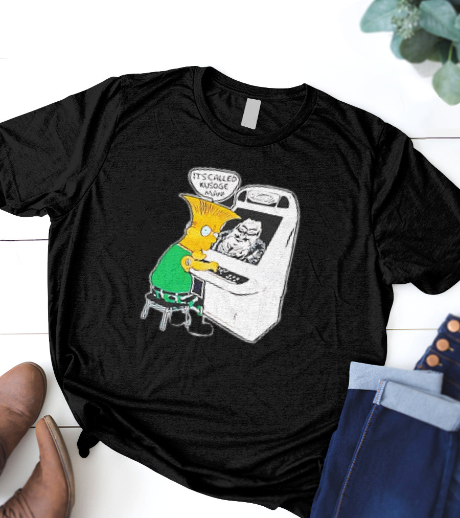 Bart Simpson It's Called Kusoge Man Playing Arcade Game T-Shirt