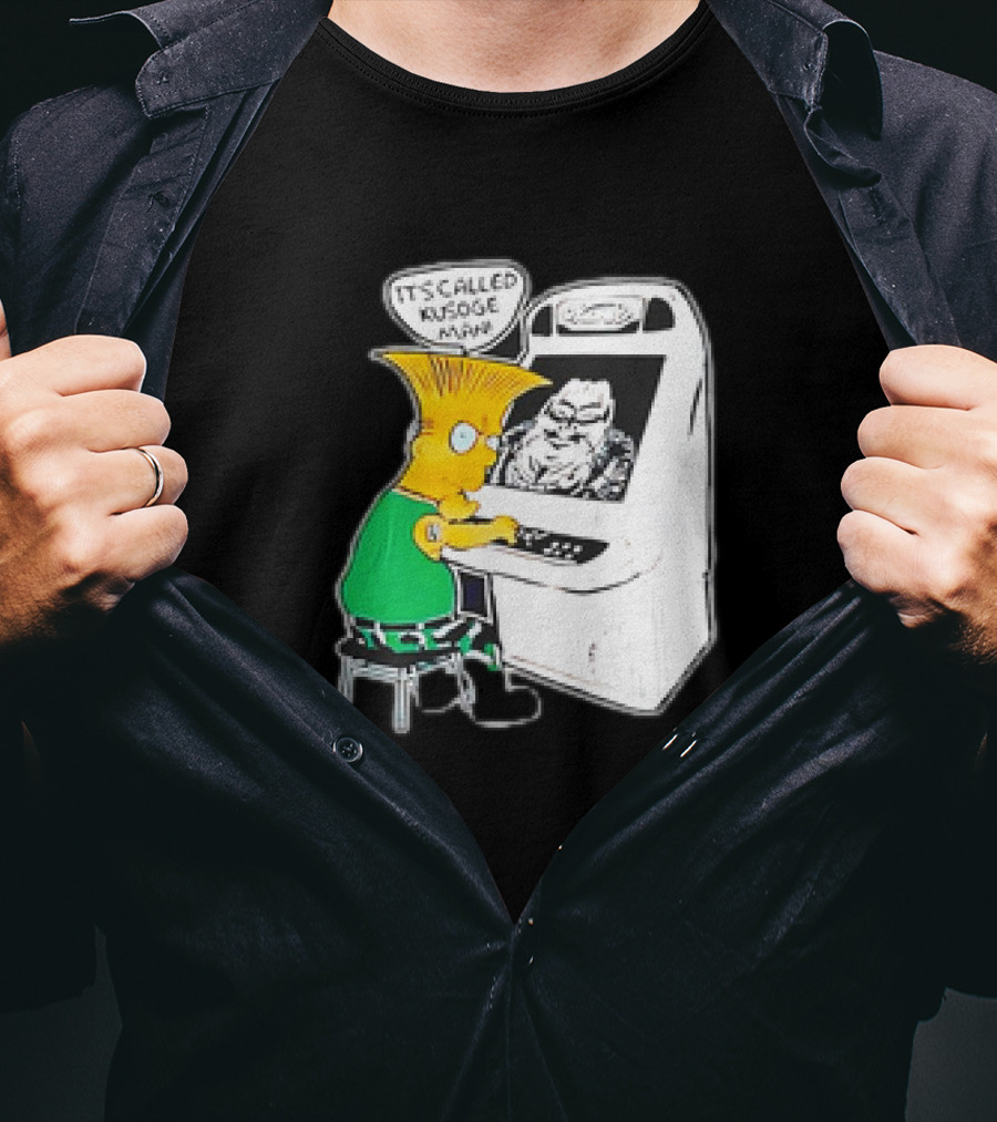 Bart Simpson It's Called Kusoge Man Playing Arcade Game T-Shirt