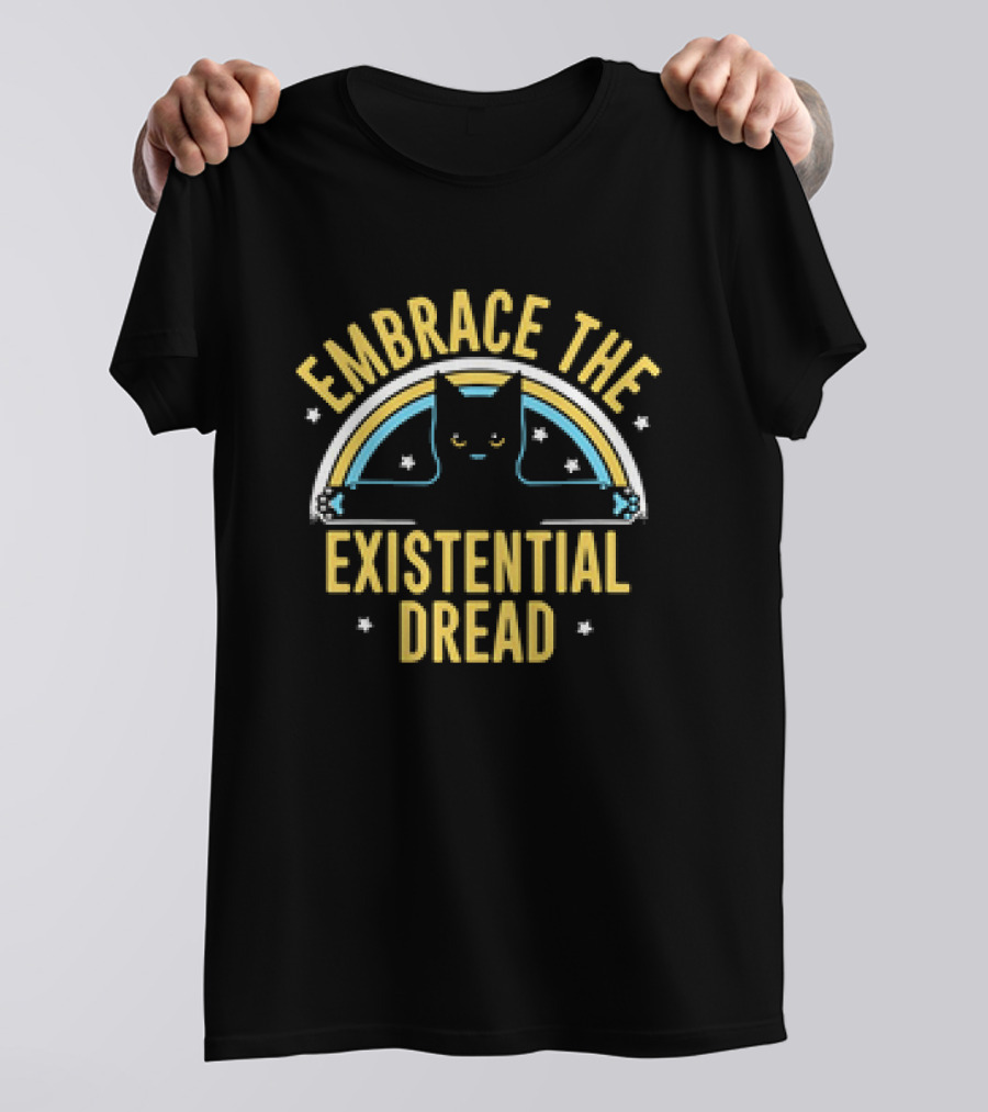 Embrace The Existential Dread Cat With Rainbow T-Shirt