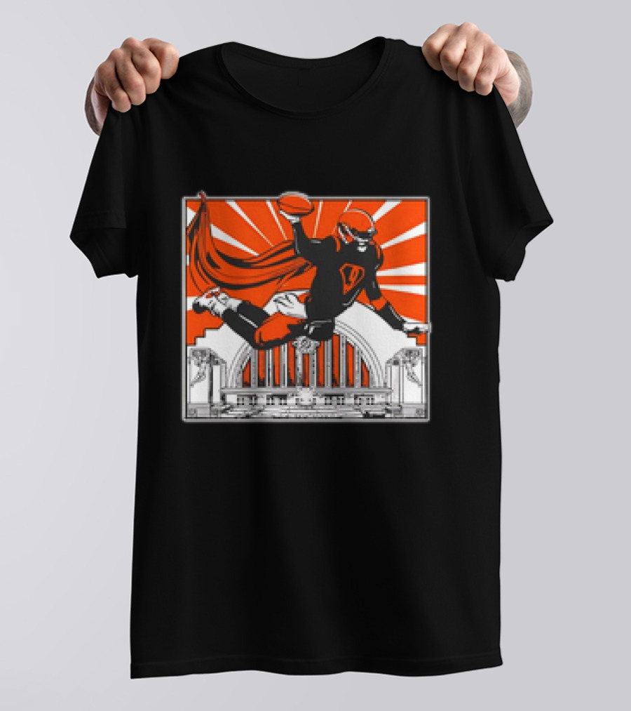 Cincinnati Bengals Superhero Joe Burrow Union Terminal Fan T-Shirt