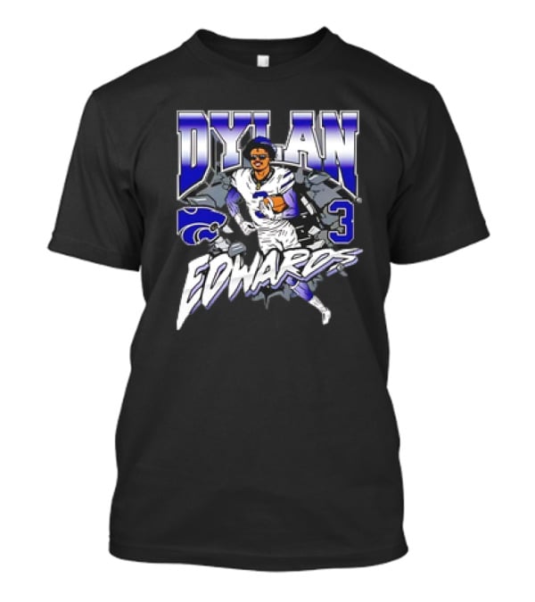 Dylan Edwards K-State Football Caricature Wildcats Number 3 T-Shirt