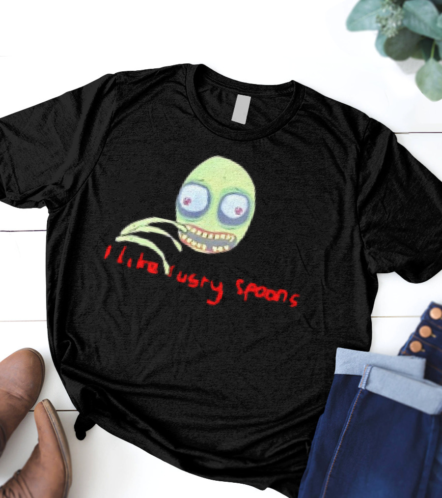Salad Fingers I Like Rusty Spoons Green Character Face T-Shirt