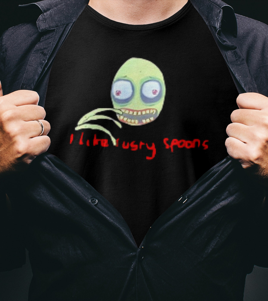 Salad Fingers I Like Rusty Spoons Green Character Face T-Shirt