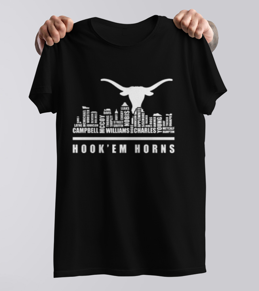 Texas Longhorns Hook Em Horns 2025 Campbell McCoy Williams Nobis Young Charles T-Shirt