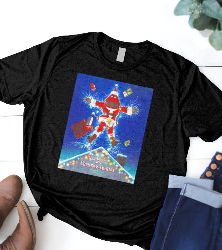 WKU Athletics Christmas Vacation Funny Santa Character On Rooftop With Presents T-Shirt