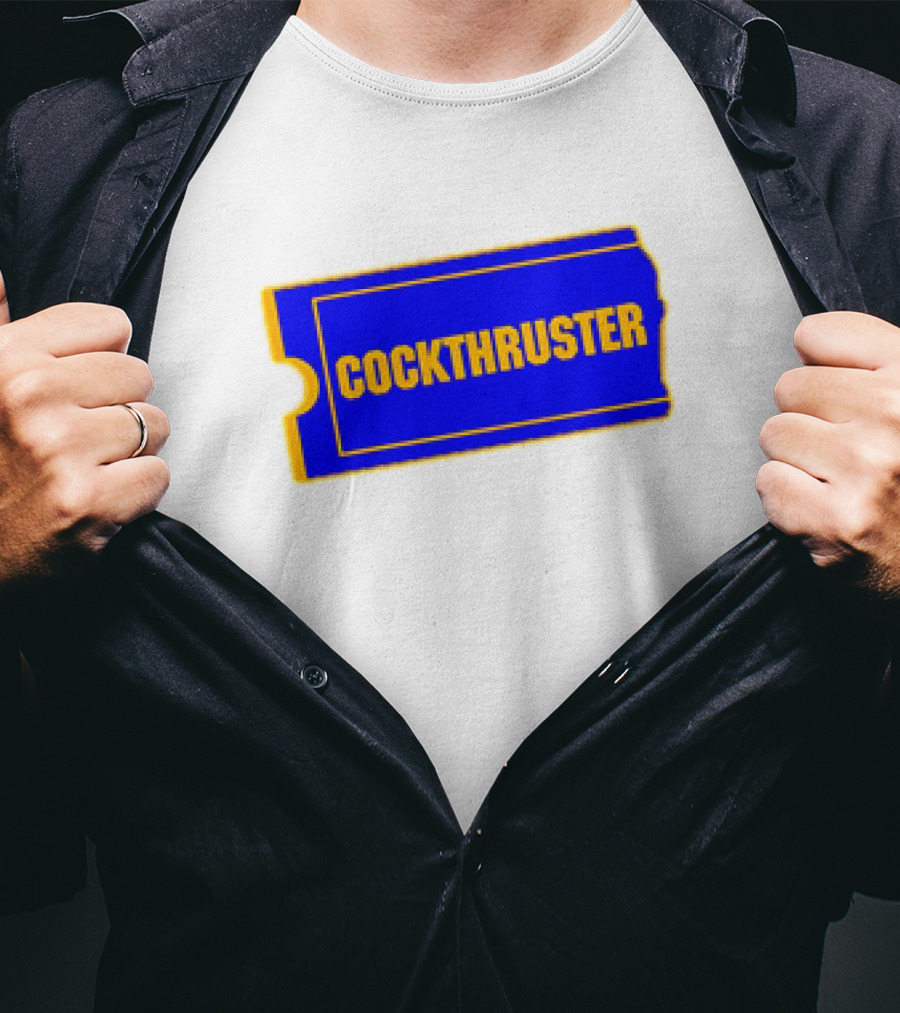 COCKTHRUSTER Blue And Yellow Ticket T-Shirt