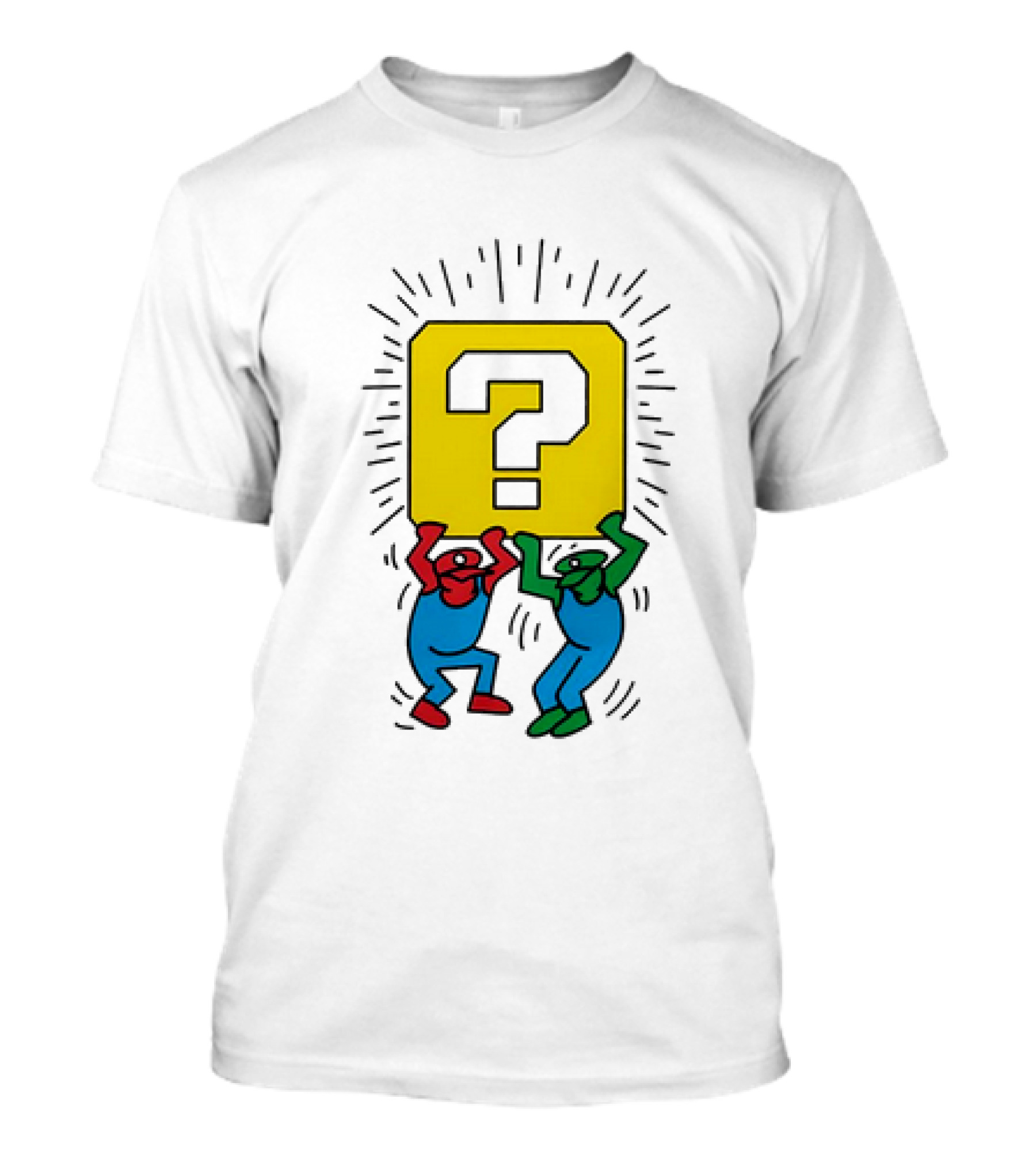 Mario And Luigi Lifting Block Keith Haring Style Pop Art Brothers T-Shirt