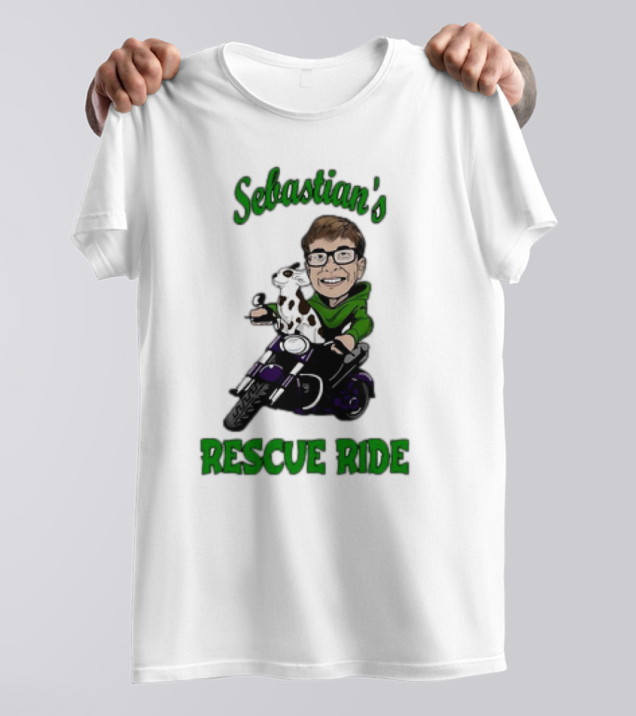 Sebastian's Rescue Ride Sebastian Rogers Motorcycle Puppy Adventure T-Shirt
