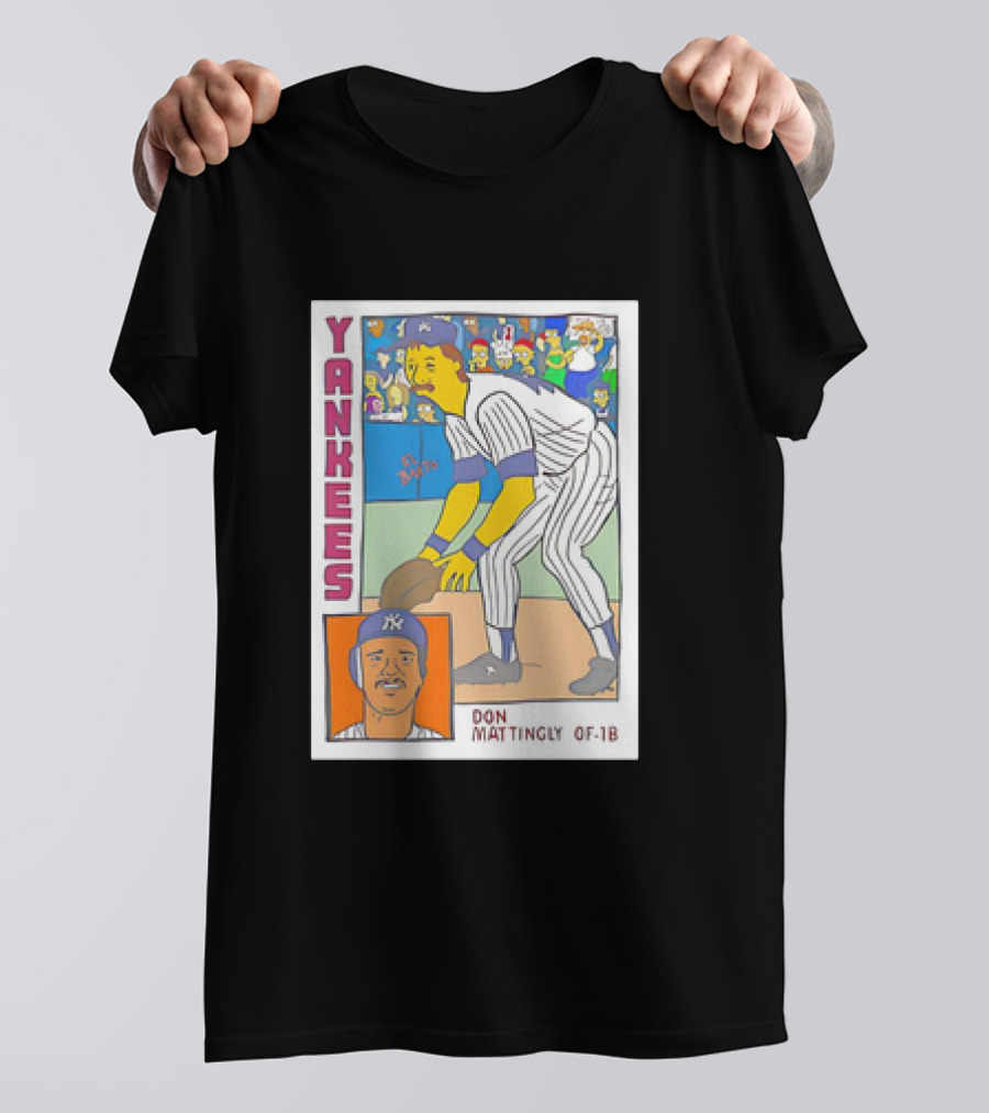Yankees Don Mattingly OF-1B Simpsons Style Baseball Card T-Shirt