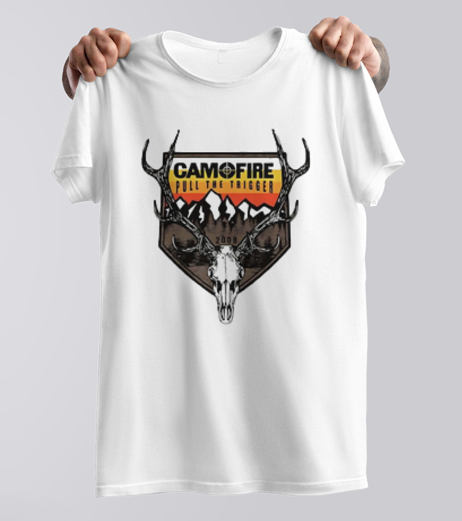 CAMOFIRE Pull The Trigger 2008 Deer Skull And Antlers Mountain T-Shirt