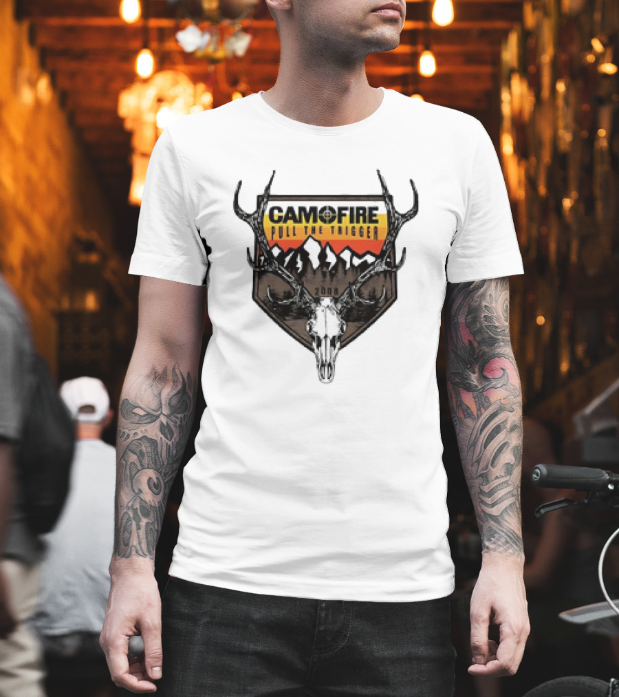 CAMOFIRE Pull The Trigger 2008 Deer Skull And Antlers Mountain T-Shirt