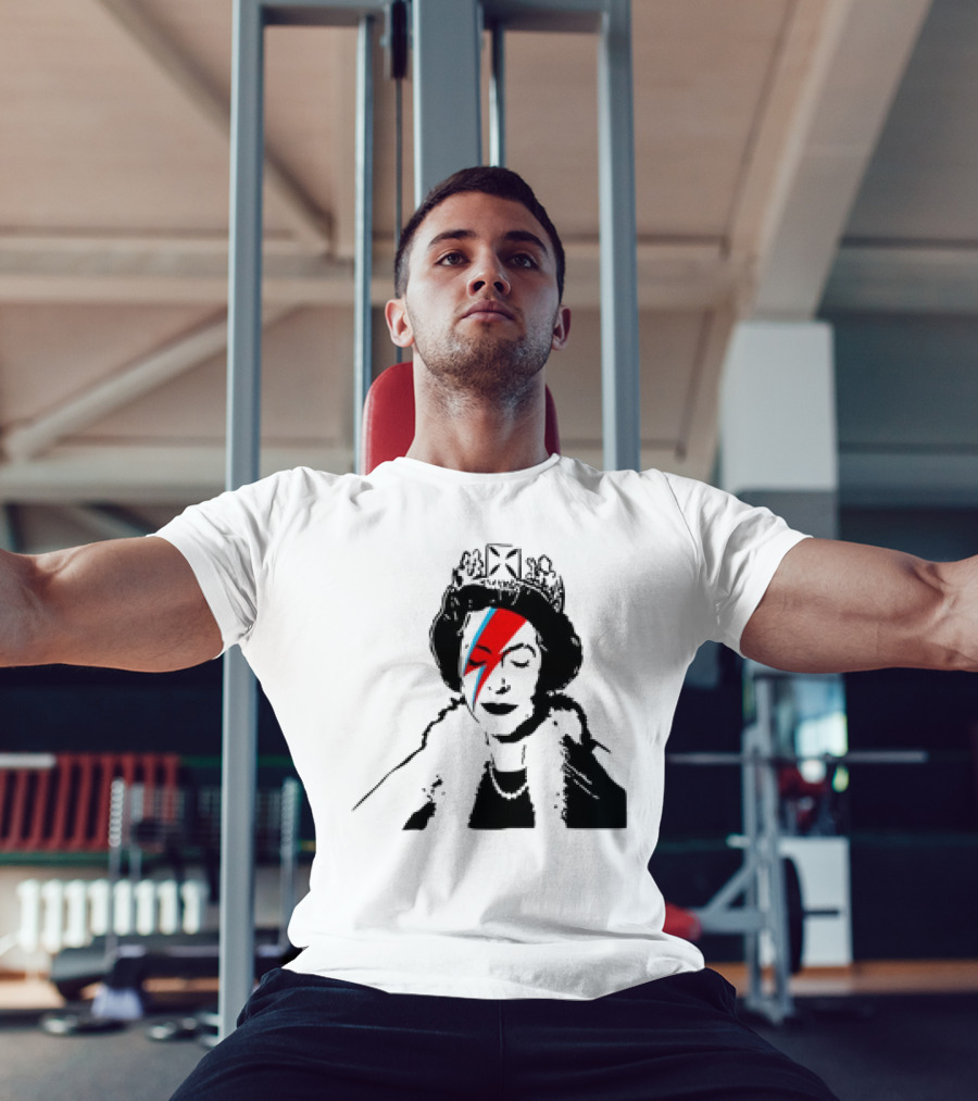 Queen Elizabeth Bowie Lightning Face Paint T-Shirt