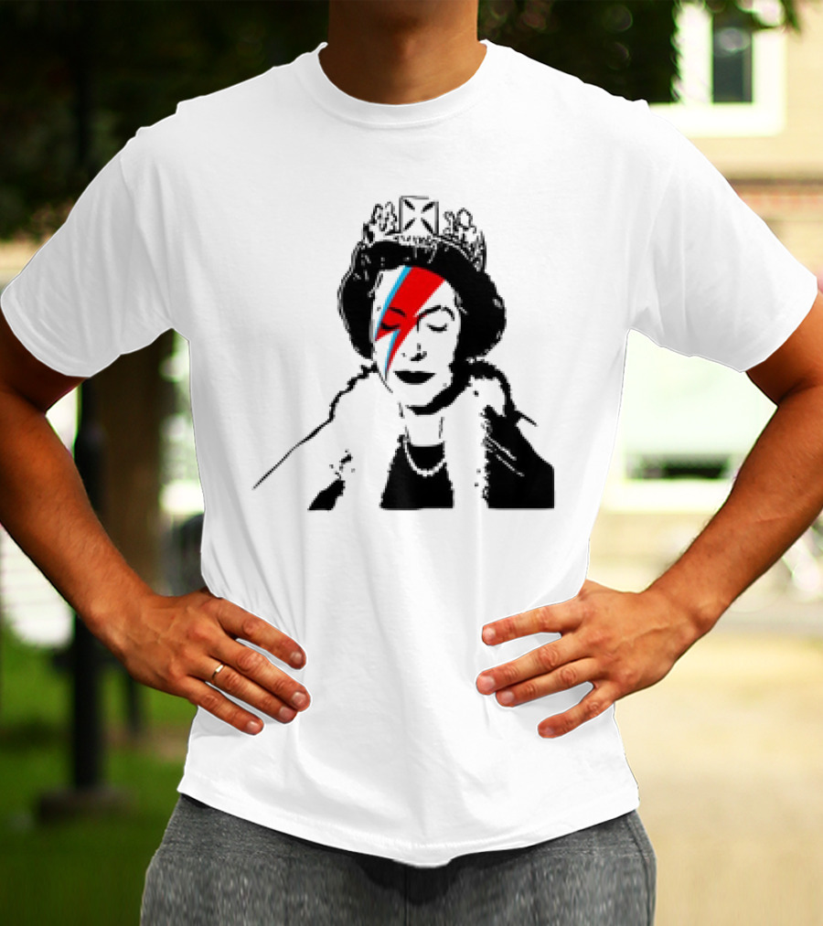 Queen Elizabeth Bowie Lightning Face Paint T-Shirt